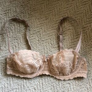 Chantelle Merci Demi beige unlined underwire lacy floral bra